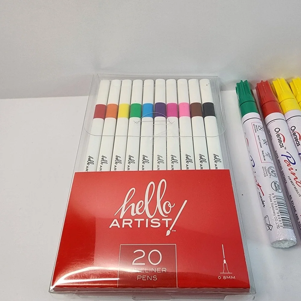 21 Overseas paint markers w/ 2 sets of Hello Artist fineliner pens - Picture 2 of 7